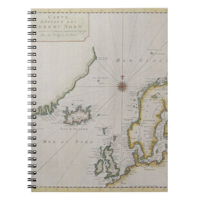 Antique Map of Scandinavia 2 Spiral Notebook (Front)
