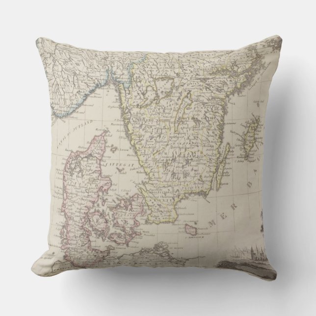 Antique Map of Scandinavia Cushion (Front)