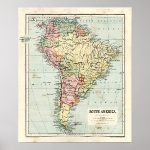 Antique map of South America Poster