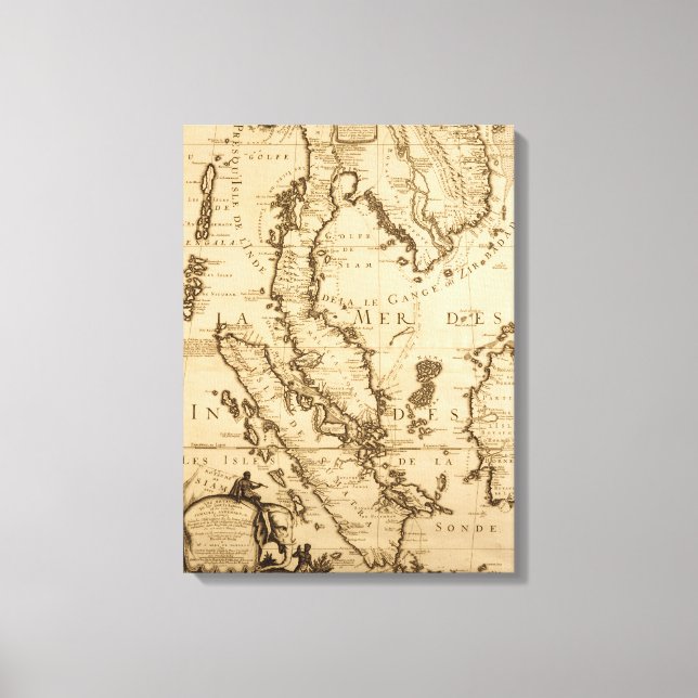 Antique Map of South East Asia | 1687 Canvas Print (Front)
