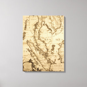 Antique Map of South East Asia   1687 Canvas Print