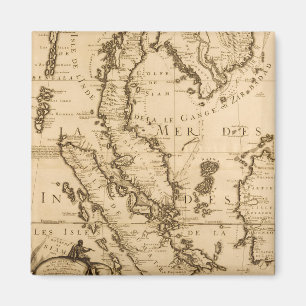 Antique Map of South East Asia 1687 Magnet