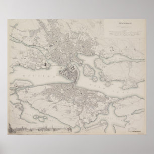 Antique Map of Stockholm, Sweden Poster