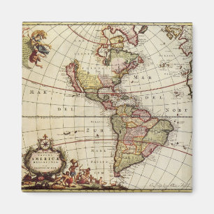 Antique Map of the Americas by Johannes De Ram Magnet
