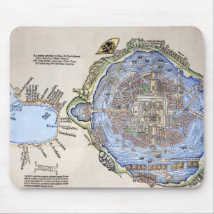 Antique Map of the Aztec Capital Tenochtitlan Mouse Pad