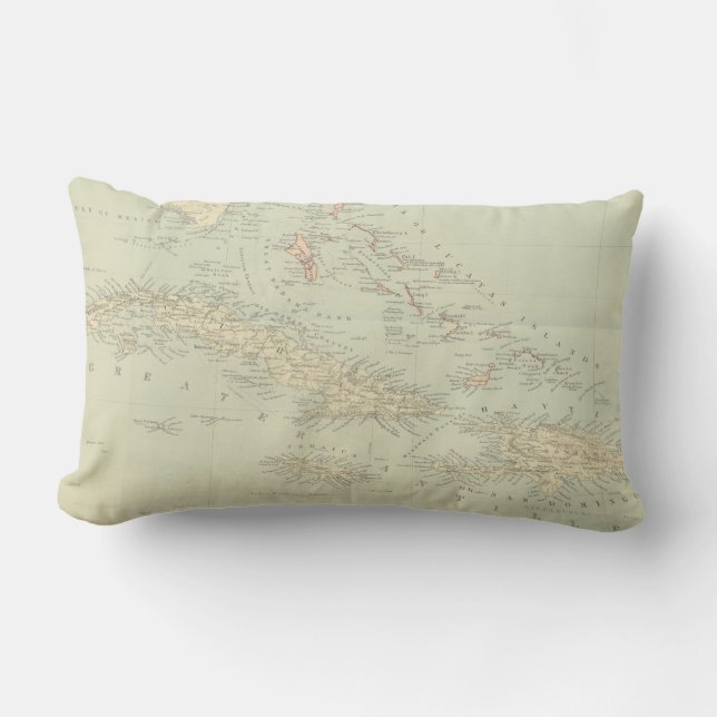 Antique Map of the Bahama Islands Lumbar Cushion (Front)