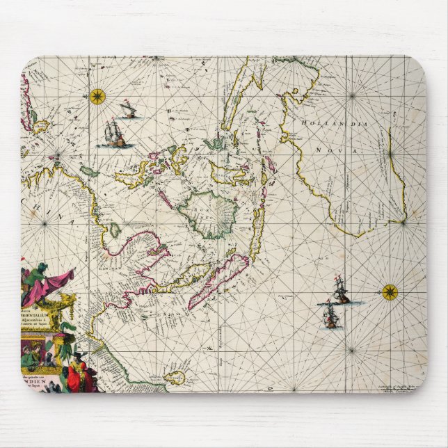 Antique Map of the East Indies Mouse Pad (Front)