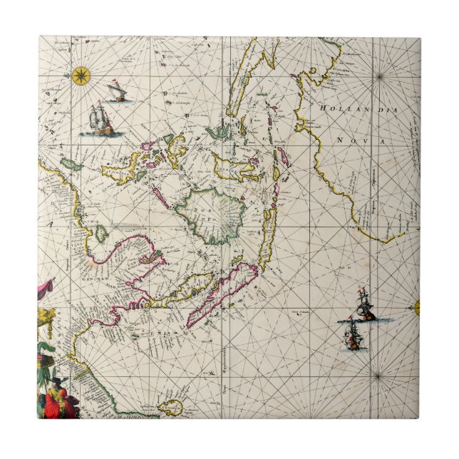 Antique Map of the East Indies Tile (Front)