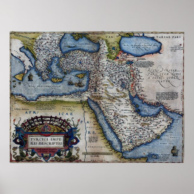 Antique Map of The Middle East Poster (Front)