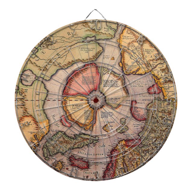 Antique Map of the North Pole Map by Mercator Dartboard (Front)