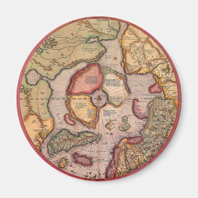 Antique Map of the North Pole Map by Mercator Magnet (Front)