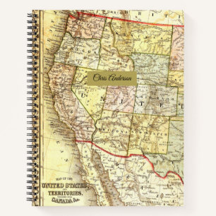 Antique Map of The United States Notebook