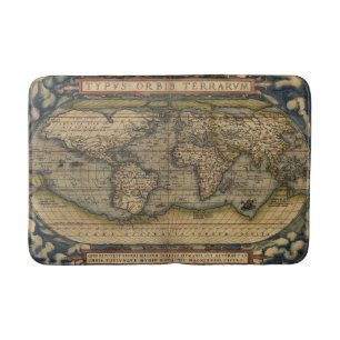 Antique Map of the World Bath Mat
