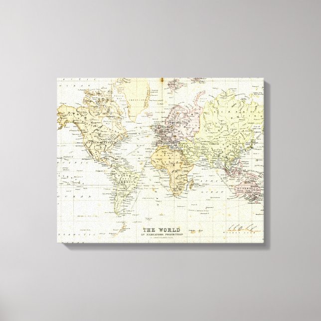 Antique Map of the World Canvas Print (Front)