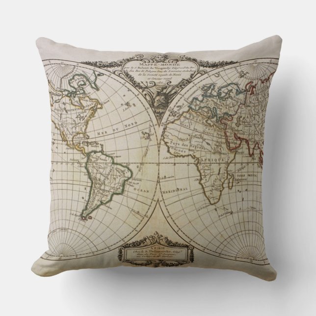 Antique Map of the World Cushion (Front)