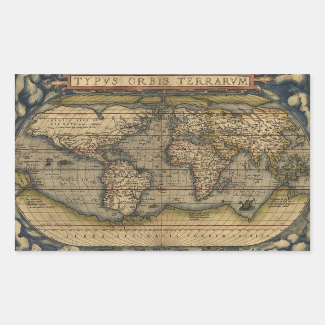 Antique Map of the World Rectangular Sticker (Front)