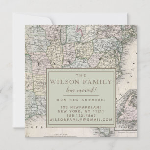 Antique Map of United States Moving Announcement