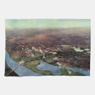 Antique Map of Washington DC and the Potomac River Tea Towel