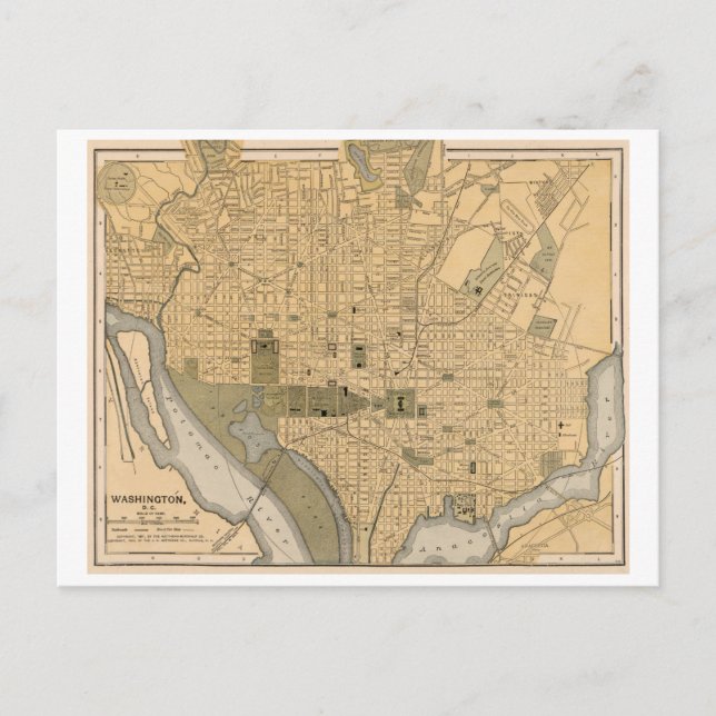 Antique Map of Washington DC Postcard (Front)