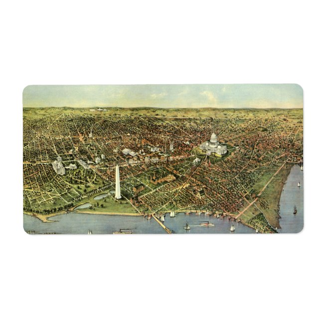 Antique Map, Panoramic View of Washington DC (Front)