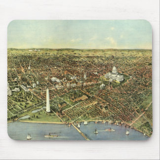 Antique Map, Panoramic View of Washington DC Mouse Pad