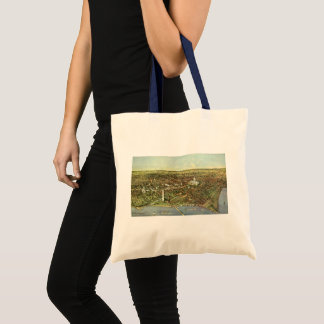 Antique Map, Panoramic View of Washington DC Tote Bag
