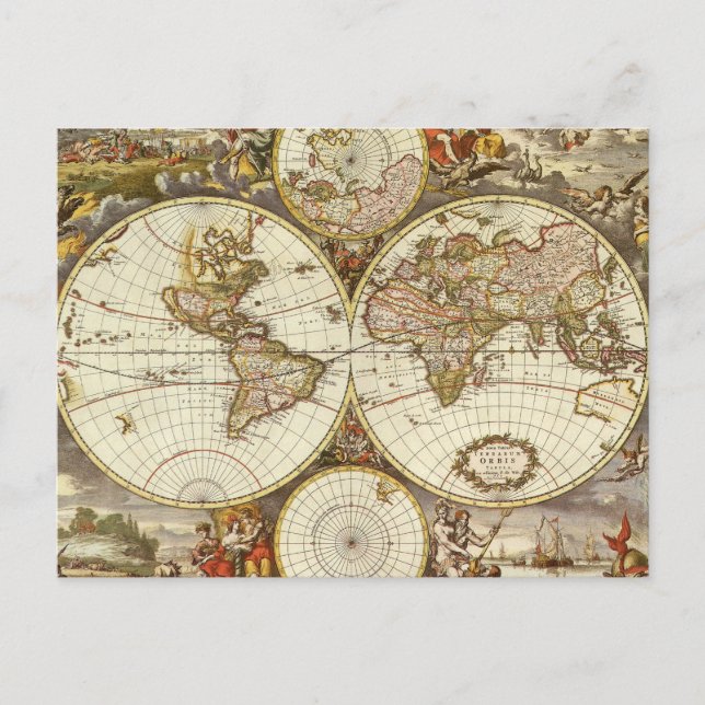 Antique Map Postcard (Front)