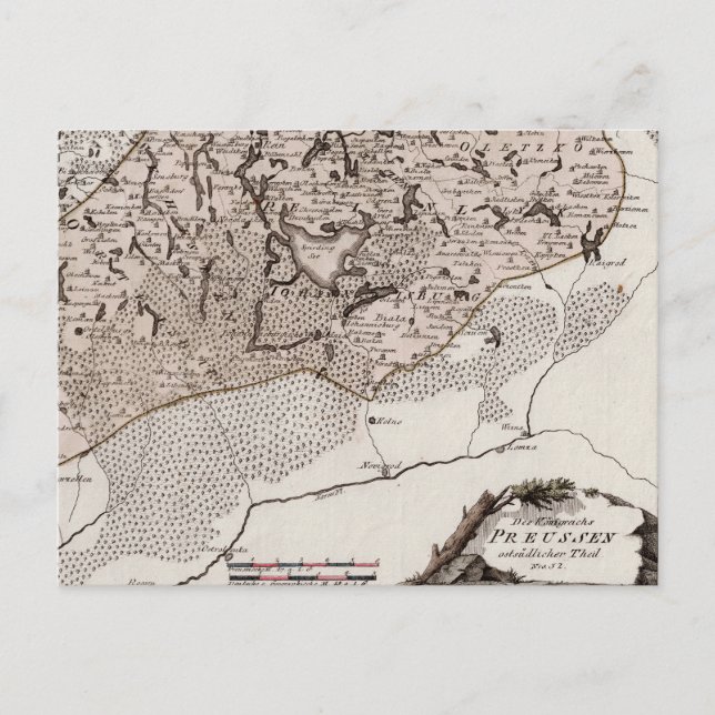 Antique Map Prussia / Poland Masuria Lake Sniardwy Postcard (Front)