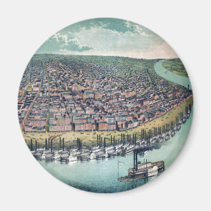 Antique Map Saint Louis Missouri Mississippi River Magnet