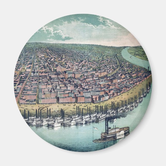 Antique Map Saint Louis Missouri Mississippi River Magnet (Front)