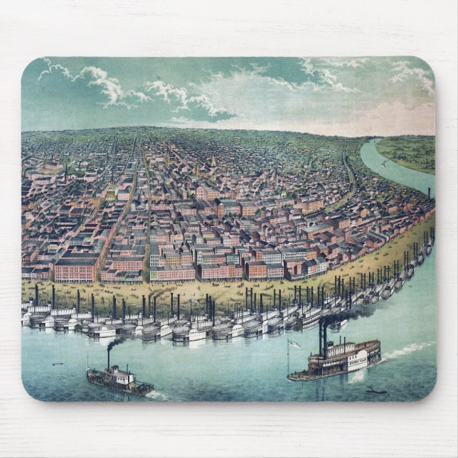Antique Map Saint Louis Missouri Mississippi River Mouse Pad (Front)