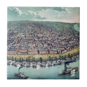 Antique Map Saint Louis Missouri Mississippi River Tile