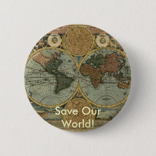 Antique Map Series 6 Cm Round Badge