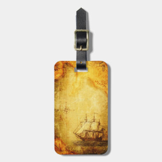 Antique Map & Ship Luggage Tag