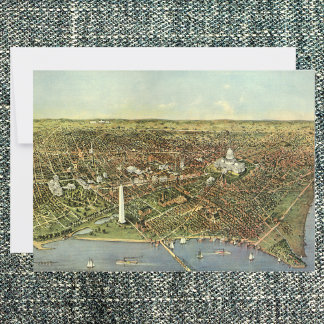 Antique Map with a Panoramic View of Washington DC Invitation