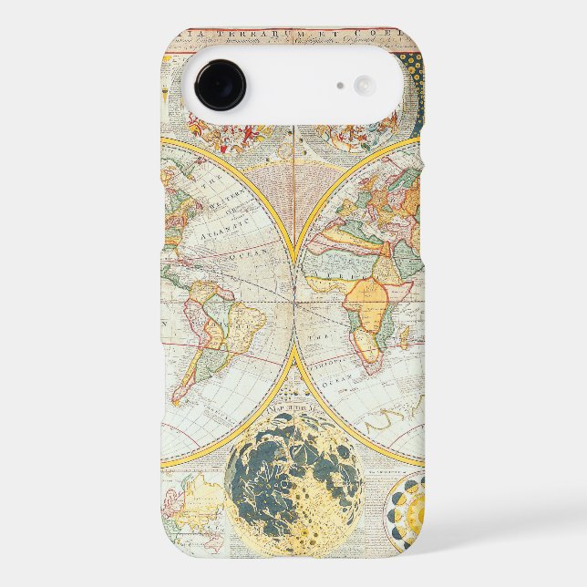 Antique Maps of the WorldDouble Hemisphere World Case-Mate iPhone Case (Back)