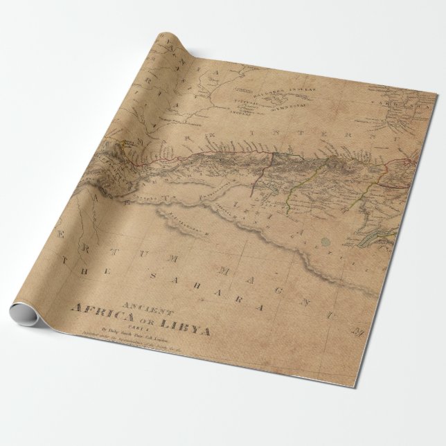 Antique Maps Style 10 Wrapping Paper Roll (Unrolled)