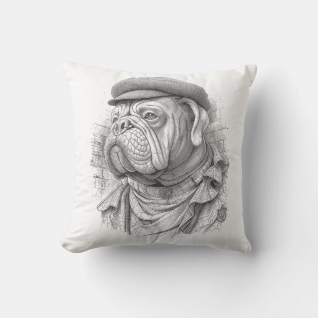 Antique Marble Bulldog Minister Guest Towel Cushion (Front)