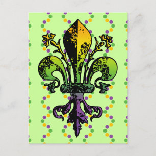 Antique Mardi Gras Fleur Postcard