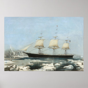 Antique Maritime Sailing Ship Iceberg Wall Art