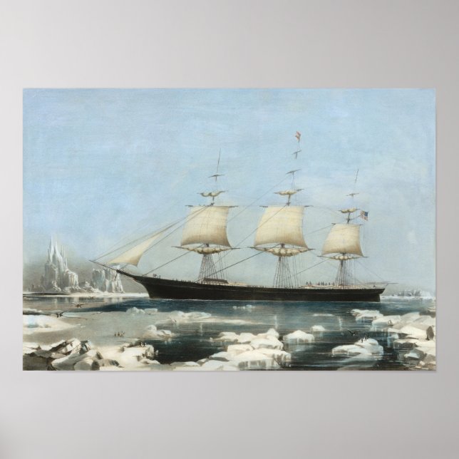 Antique Maritime Sailing Ship Iceberg Wall Art (Front)