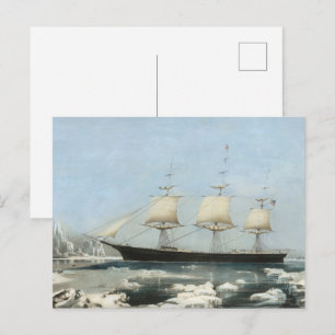 Antique Maritime Sailing Ship Iceberg Wall Art Postcard