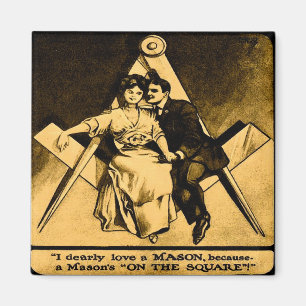 Antique Masonic Freemason Square Love Valentine Magnet