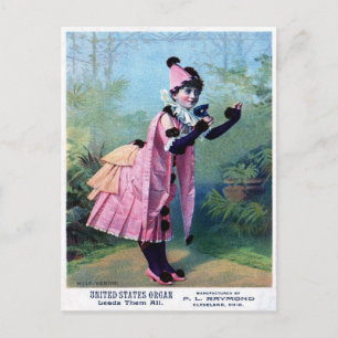 Antique Masquerade Girl Postcard