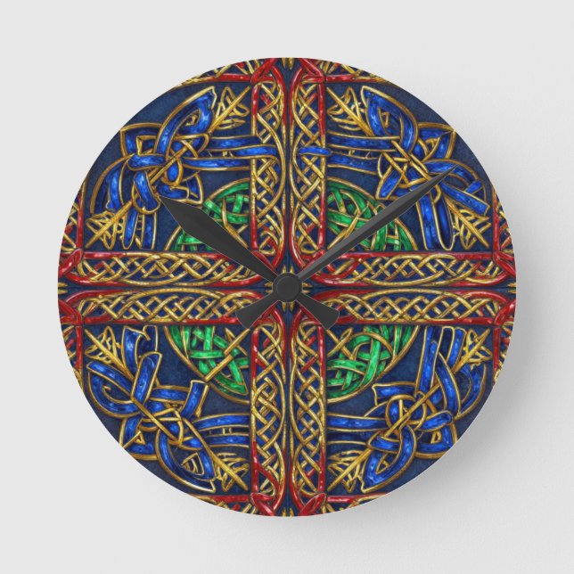 Antique Mediaeval Celtic Knots Round Clock (Front)