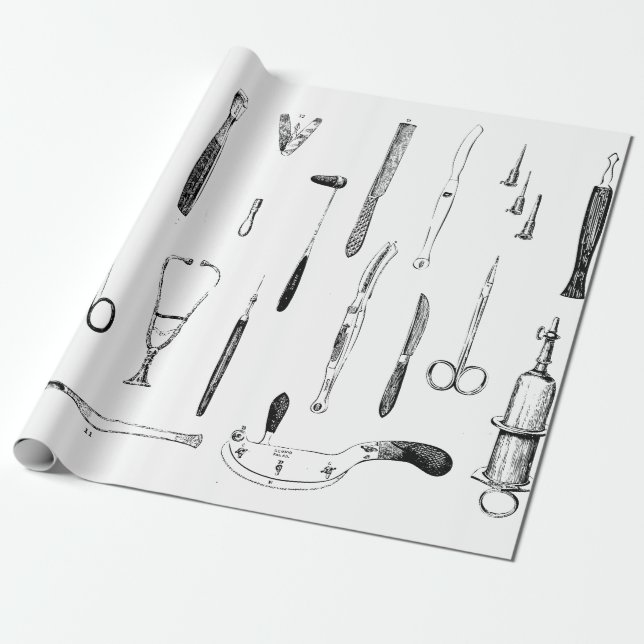 Antique medical instruments gift wrap (Unrolled)