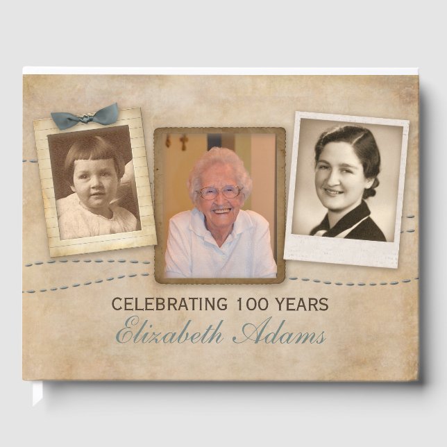 Antique Memories | Vintage Birthday Anniversary Guest Book (Front)