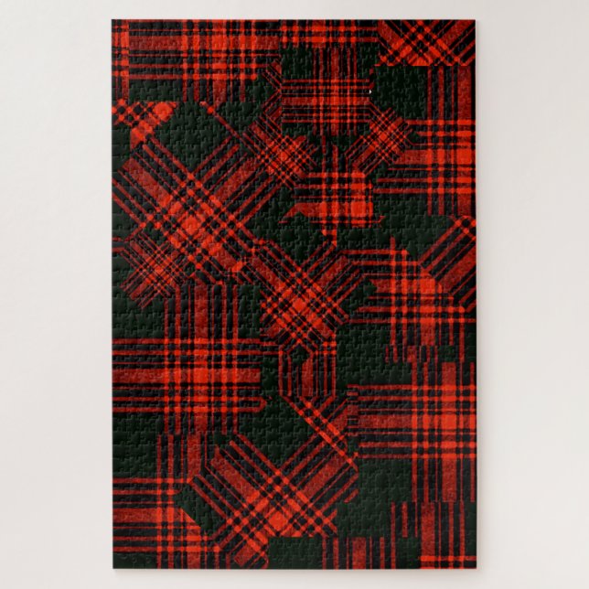 Antique Menzies Hunting Tartan Plaid Patchwork Jigsaw Puzzle (Vertical)