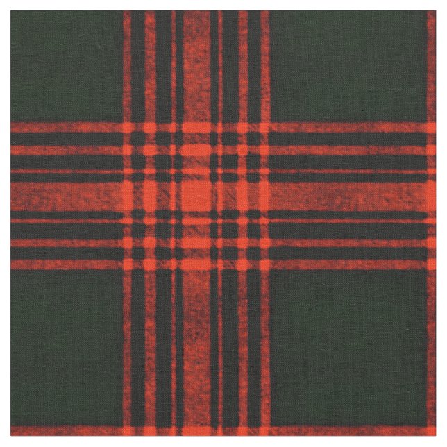 Antique Menzies Hunting Tartan Plaid Pattern Fabric (Close Up)