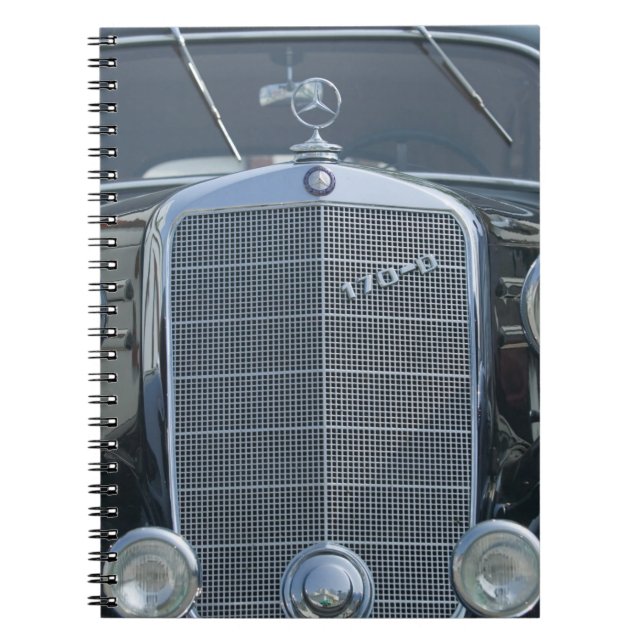 antique mercedes 2 spiral notebook (Front)
